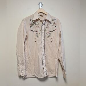 Alife California Embroidered Western Shirt Womens Large Pearl Snap Boho